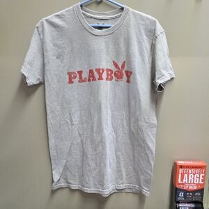 PLAYBOY Light Gray T-Shirt with Red Logo